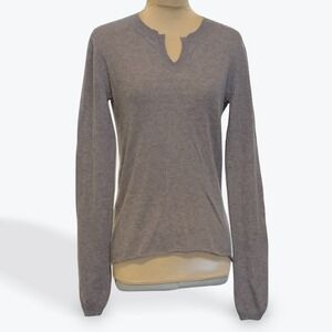 KristenseN Du Nord Women's Grey V-Neck Cashmere Sweater US 8 FR 40 Made in Italy